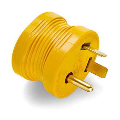 Picture of Camco PowerGrip Durable Electrical Adapter - Easy Grip for Simple and Safe Use, 30 AMP Male 15 AMP Female (55233), Yellow|Yellow