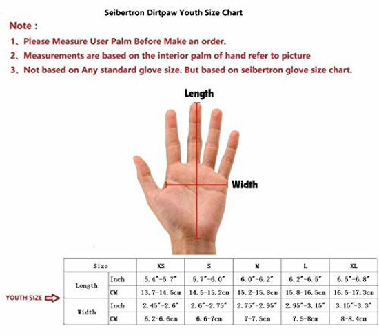 Picture of Seibertron Youth Dirtpaw BMX MX ATV MTB Racing Mountain Bike Bicycle Cycling Off-Road/Dirt Bike Gloves Road Racing Motorcycle Motocross Sports Gloves Touch Recognition Full Finger Glove Black XS