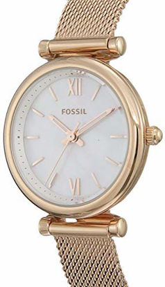 Picture of Fossil Women's Carlie Mini Quartz Mesh Three-Hand Watch, Color: Rose Gold (Model: ES4433)