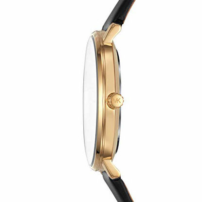 Picture of Michael Kors Women's Pyper Stainless Steel Quartz Watch with Leather Strap, Gold/Black, 18