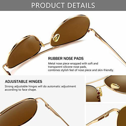 Picture of SUNGAIT Women's Lightweight Small Aviator Sunglasses - Polarized Lens(Small Light-gold Frame/Non-mirrored Brown Lens/,57) 1603STKC