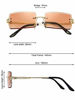 Picture of 3 Pairs Rimless Rectangle Sunglasses Tinted Frameless Eyewear Vintage Transparent Rectangle Glasses for Women Men (Grey, Tea and Pink)