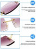 Picture of 3 Pairs Rimless Rectangle Sunglasses Tinted Frameless Eyewear Vintage Transparent Rectangle Glasses for Women Men (Grey, Tea and Pink)