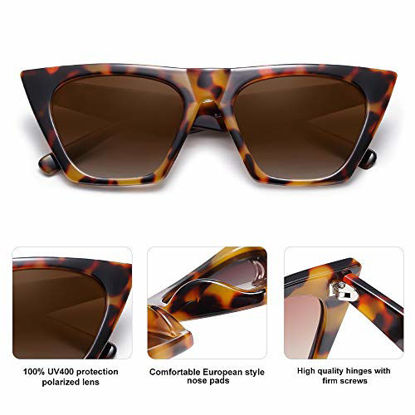 Picture of SOJOS Retro Square Cateye Polarized Women Sunglasses Trendy Style BELLA SJ2115 with Brown Tortoise Frame/Gradient Brown Lens