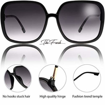 Picture of Women's Oversized Square Jackie O Hybrid Butterfly Fashion Sunglasses - Exquisite Packaging (730003- Black, Gradient Black)