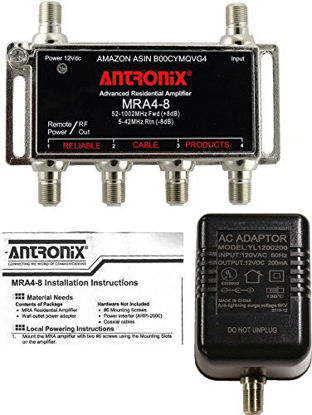 Picture of Amplifier, Cable TV RF Broadband 8dB Gain Four Output 5-1002Mhz w/ Power Adapter