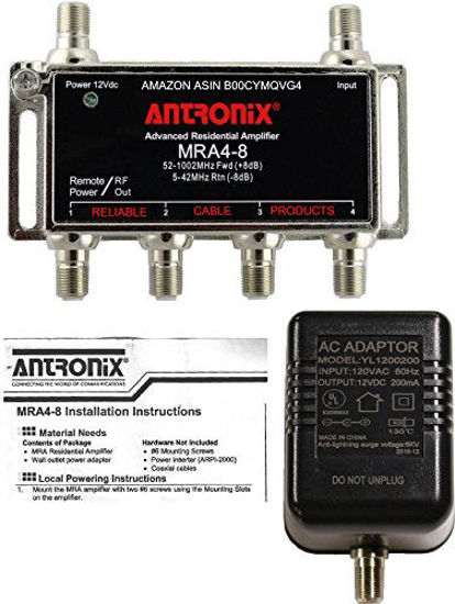 Picture of Amplifier, Cable TV RF Broadband 8dB Gain Four Output 5-1002Mhz w/ Power Adapter