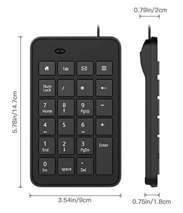 Picture of MoKo Numeric Keypad, Portable Ultra Slim Mini USB Full-Size 23 Keys Keyboard for Laptop, Desktop, PC, Notebook - Black