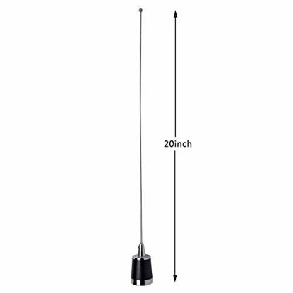 Picture of HYS Amateur Antennas Dual-Band NMO 20 Inch Antenna VHF 144/UHF 430MHz NMO L Shape Mount Mobile Antenna Bracket W/13 ft RG58 Coax Cable NMO to UHF-male/PL259 for Motorola Kenwood Midland Mobile Radios