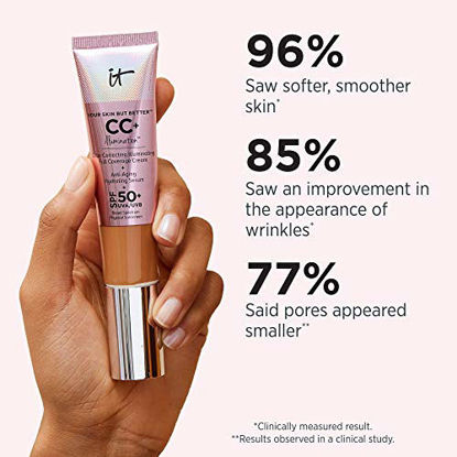 Picture of IT Cosmetics Your Skin But Better CC+ Cream Illumination, Fair (W) - Color Correcting Cream, Full-Coverage Foundation, Anti-Aging Serum & SPF 50+ Sunscreen - Radiant Finish - 1.08 fl oz