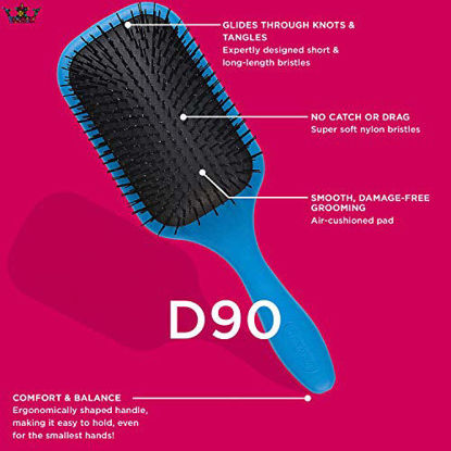 Picture of Denman Tangle Tamer Ultra Hair Detangler Brush (Blue) Hair Styling Professional Detangle Brush Tamer for Thick, Curly & Long Hair, Large D90L