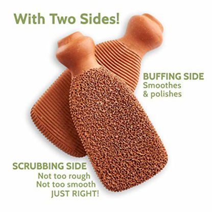 Picture of 2 in 1 Pumice Stone For Feet, Hand Made Foot Scrubber, Premium Callus Remover, Foot File to Exfoliate Hard, Dry, Dead Skin on Heels & Feet. Lasts 5+ Years (Set of 1)