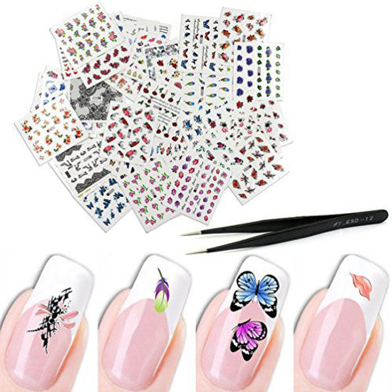 GetUSCart- KINGMAS 50 Sheets Nail Art Stickers Water Transfer DIY Nail