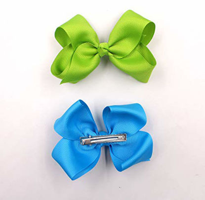 Picture of 40 Pieces Hair Bows Clips Grosgrain Ribbon Boutique Hair Bow Alligator Clips For Girls Teens Toddlers Kids (20 Colors in Pairs) (4.5 Inch)