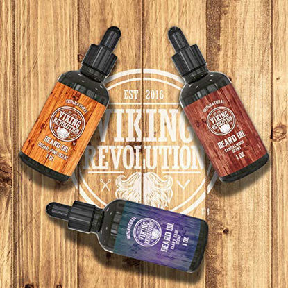 Picture of Beard Oil Conditioner 3 Pack - All Natural Variety Set - Sandalwood, Pine & Cedar, Clary Sage Conditioning and Moisturizing for a Healthy Beards, Great Item by Viking Revolution