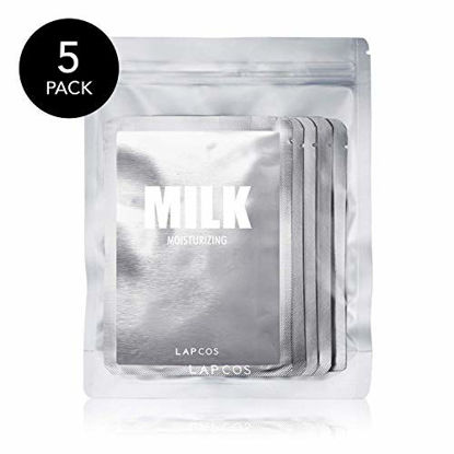 Picture of LAPCOS Milk Sheet Mask, Moisturizing Daily Face Mask to Replenish and Restore Dry Skin, Korean Beauty Favorite, 5-Pack