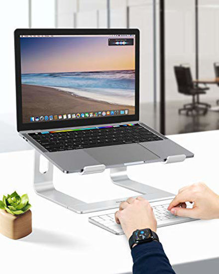 8 Angles Anti-Slip Laptop Holder Compatible with MacBook Adjustable Ergonomic Laptop Riser Dell White Laptop Stand for Desk Hp Lenovo All Laptops 10-15.6” 
