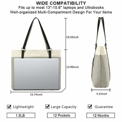 Picture of Women's Work Bag with Laptop Compartment Zipper Pockets Teacher Totes Purse