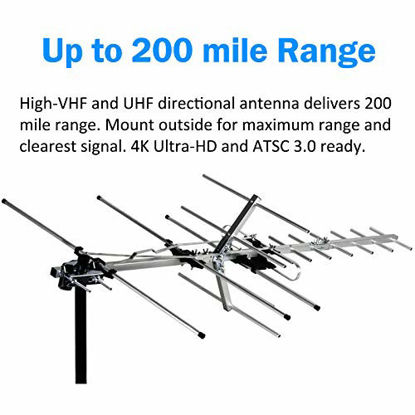 Picture of [Newest 2020] Five Star Yagi Satellite HD TV Antenna up to 200 Mile Range, Attic or Roof Mount TV Antenna, Long Range Digital OTA Antenna for 4K 1080P Supports 4 TVs Installation Kit & Mounting Pole