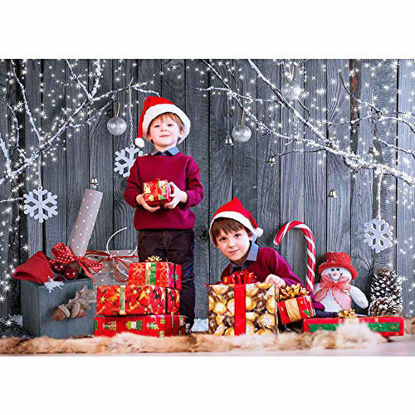 Allenjoy 6X8FT Christmas Wood Wall Photography Backdrop Snowflake Gold Glitter Xmas Rustic Barn Vintage Wooden Floor Durable Fabric Background for Kids Portrait Photo Studio Booth Props