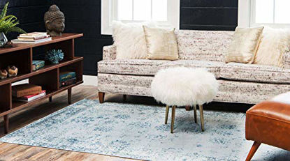 Picture of Unique Loom Sofia Collection Traditional Vintage Area Rug, 8' x 11', Light Blue/Navy Blue