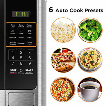 Picture of BLACK+DECKER Digital Microwave Oven with Turntable Push-Button Door, Child Safety Lock, Stainless Steel, 0.9 Cu.ft