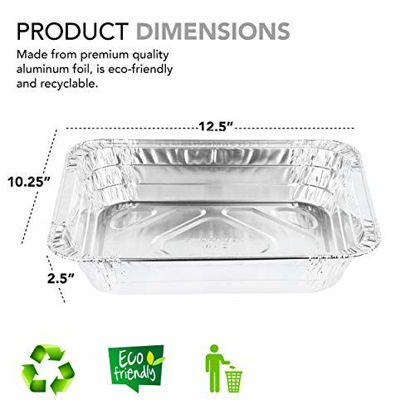 Picture of Aluminum Pans 9x13 Disposable Foil Pans (30 Pack) - Half Size Steam Table Deep Pans - Tin Foil Pans Great for Cooking, Heating, Storing, Prepping Food