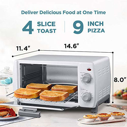 Picture of COMFEE' Toaster Oven Countertop, 4-Slice, Compact Size, Easy to Control with Timer-Bake-Broil-Toast Setting, 1000W, White (CFO-BB102)