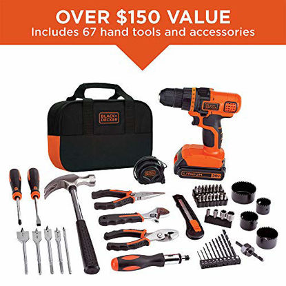 Picture of BLACK+DECKER 20V MAX Drill & Home Tool Kit, 68 Piece (LDX120PK)