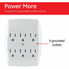 Picture of GE 6 Outlet Adapter, 3 Prong Outlets, Grounded, Wall Charger, Charging Station, White, 54947