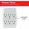 Picture of GE 6 Outlet Adapter, 3 Prong Outlets, Grounded, Wall Charger, Charging Station, White, 54947