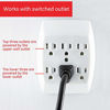 Picture of GE 6 Outlet Adapter, 3 Prong Outlets, Grounded, Wall Charger, Charging Station, White, 54947