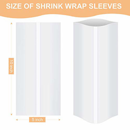 Picture of 5x10 Inch Sublimation Shrink Wrap Sleeves, White Sublimation Shrink Wrap for Tumblers, Mugs, Cups and More, 60 Pcs Sublimation Shrink Film