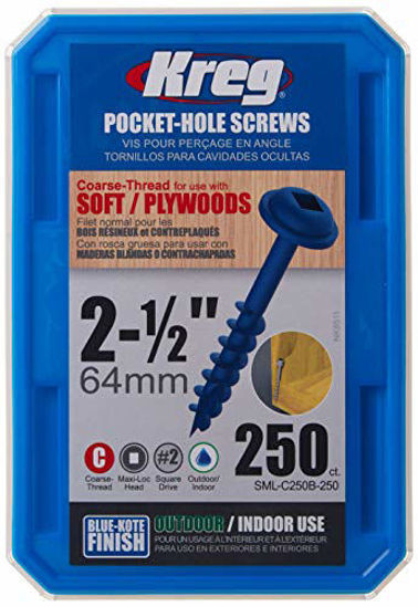 Picture of Kreg SML-C250B-250 Blue-Kote Weather Resistant Pocket Hole Screws - 2 1/2", 8 Coarse, Washer Head, 250 count