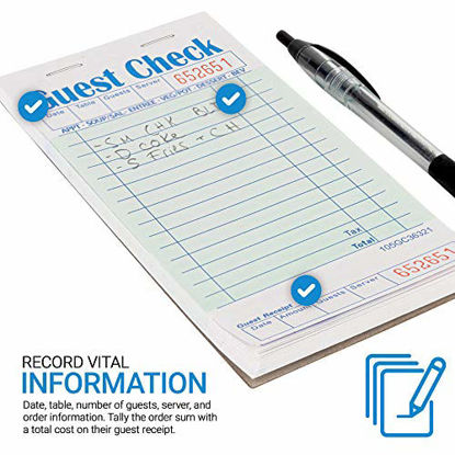 Picture of Stock Your Home Guest Check Book (10 Books) 3.5" x 6.75" Server Note Pads and Waitress Order Pads - 50 Checks Per Book for Total 500 Guest Checks