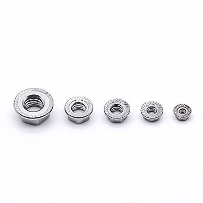 Picture of 1/4-20 Serrated Flange Hex Lock Nuts, Bright Finish304 Stainless Steel 18-8, Pack of 25