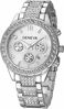Picture of Luxury Unisex Crystal Diamond Watches Quartz Digital Calendar Rose Gold Silver Stainless Steel Watch (Silver)