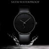 Picture of Mens Watches Ultra-Thin Minimalist Waterproof-Fashion Wrist Watch for Men Unisex Dress with Leather Band-Black Hands