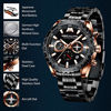 Picture of MEGALITH Mens Watches with Stainless Steel Waterproof Analog Quartz Fashion Business Chronograph Black Watch for Men, Auto Date