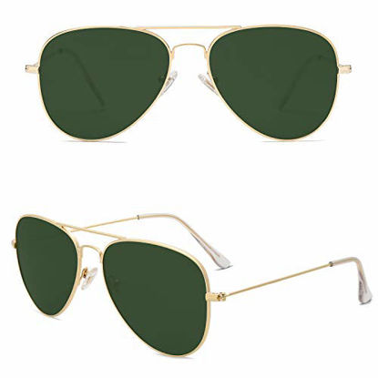 Picture of SOJOS Classic Aviator Polarized Sunglasses for Men Women Vintage Retro Style SJ1054 with Gold Frame/G15 Lens