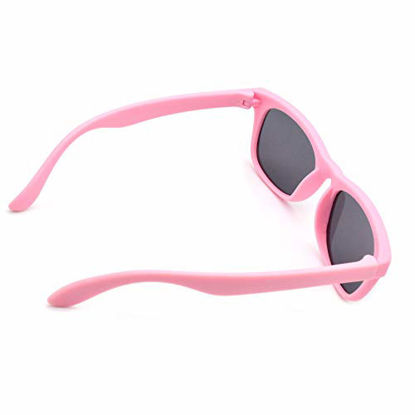 Picture of Juslink Toddler Sunglasses, 100% UV Proof Flexible Boys Girl Baby Sunglasses for Kids Age 2-10 (Pink Frame)