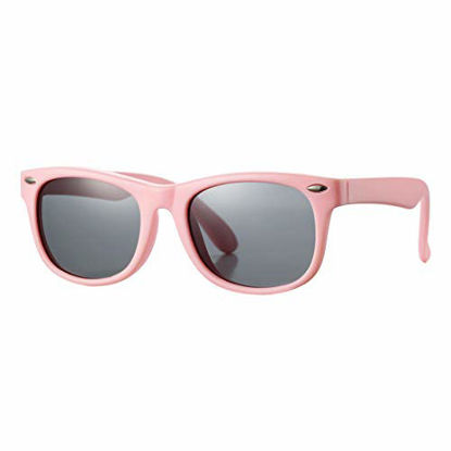 Picture of Kids Polarized Sunglasses TPEE Rubber Flexible Shades for Girls Boys Age 3-9 (Pink/Grey + Matte Black/Grey)