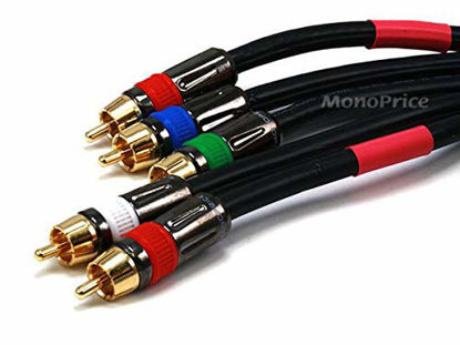 Picture of Monoprice 102774 12-Feet 18AWG CL2 Premium 5-RCA Component RG6-U Video Coaxial Cable - Black