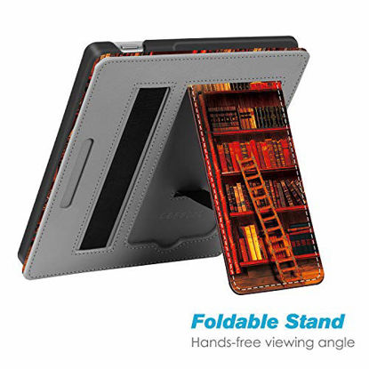 Picture of CaseBot Stand Case for All-New Kindle Oasis (10th Generation, 2019 Release and 9th Generation, 2017 Release) - Premium PU Leather Sleeve Cover with Card Slot and Hand Strap, Library