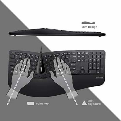 Picture of Perixx Periduo-505, Wired USB Ergonomic Split Keyboard and Vertical Mouse Combo with Adjustable Palm Rest and Short Tactical Membrane Keys, US English Layout