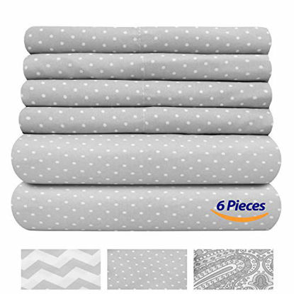 Picture of Sweet Home Collection Twin Size Sheets-4 Piece 1500 Thread Count Fine Brushed Microfiber Deep Pocket Set-EXTRA PILLOW CASES, VALUE, Dot Gray