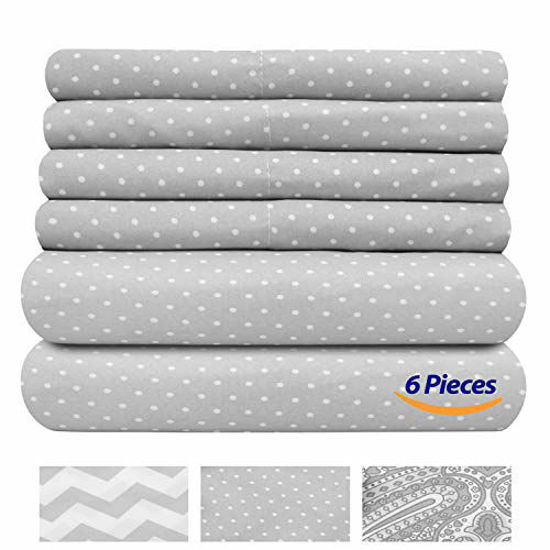Picture of Sweet Home Collection Twin Size Sheets-4 Piece 1500 Thread Count Fine Brushed Microfiber Deep Pocket Set-EXTRA PILLOW CASES, VALUE, Dot Gray