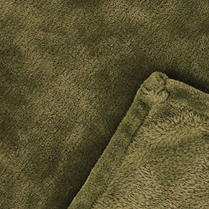 Picture of Exclusivo Mezcla Large Flannel Fleece Plush Soft Throw Blanket - 50" x 70" (Olive Green)