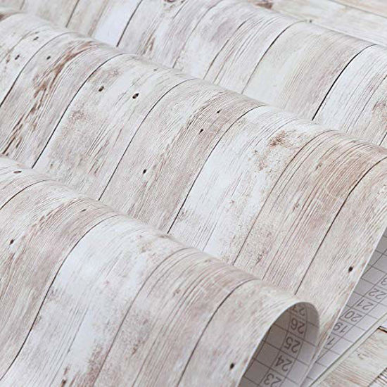 Picture of Wood Self Adhesive Paper 17.71" X 32.8 Ft Self-Adhesive Removable Wood Peel and Stick Wallpaper Decorative Wall Covering Vintage Wood Panel Interior Film Easy to Clean