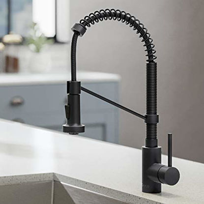Picture of Kraus KPF-1610MB-KSD-43MB Bolden 18-Inch Single Handle Commercial Style Pull-Down Kitchen Faucet with Soap Dispenser, Matte Black